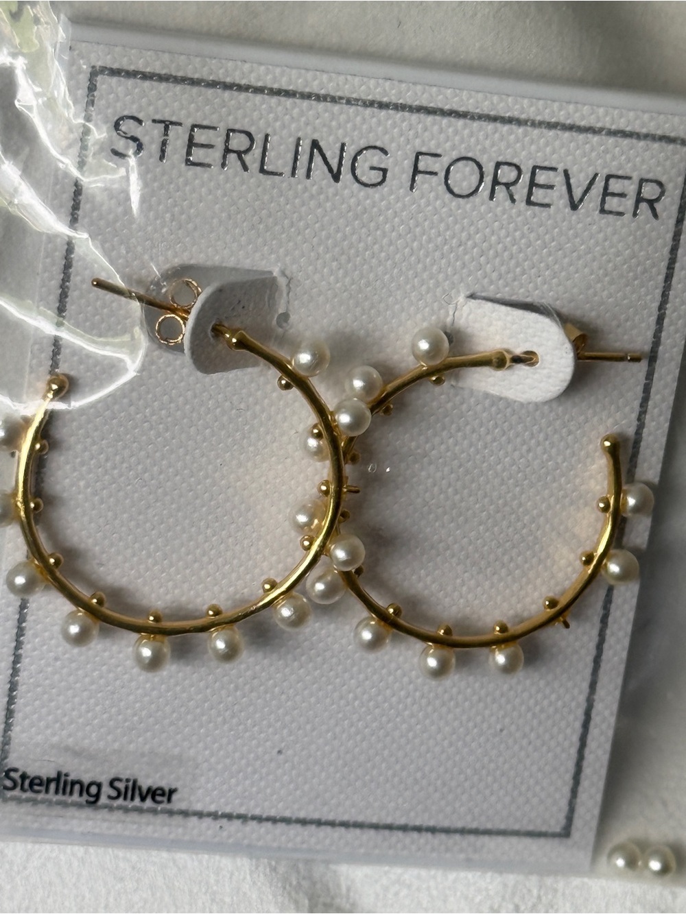 Gold Pearl Hoop Earrings
